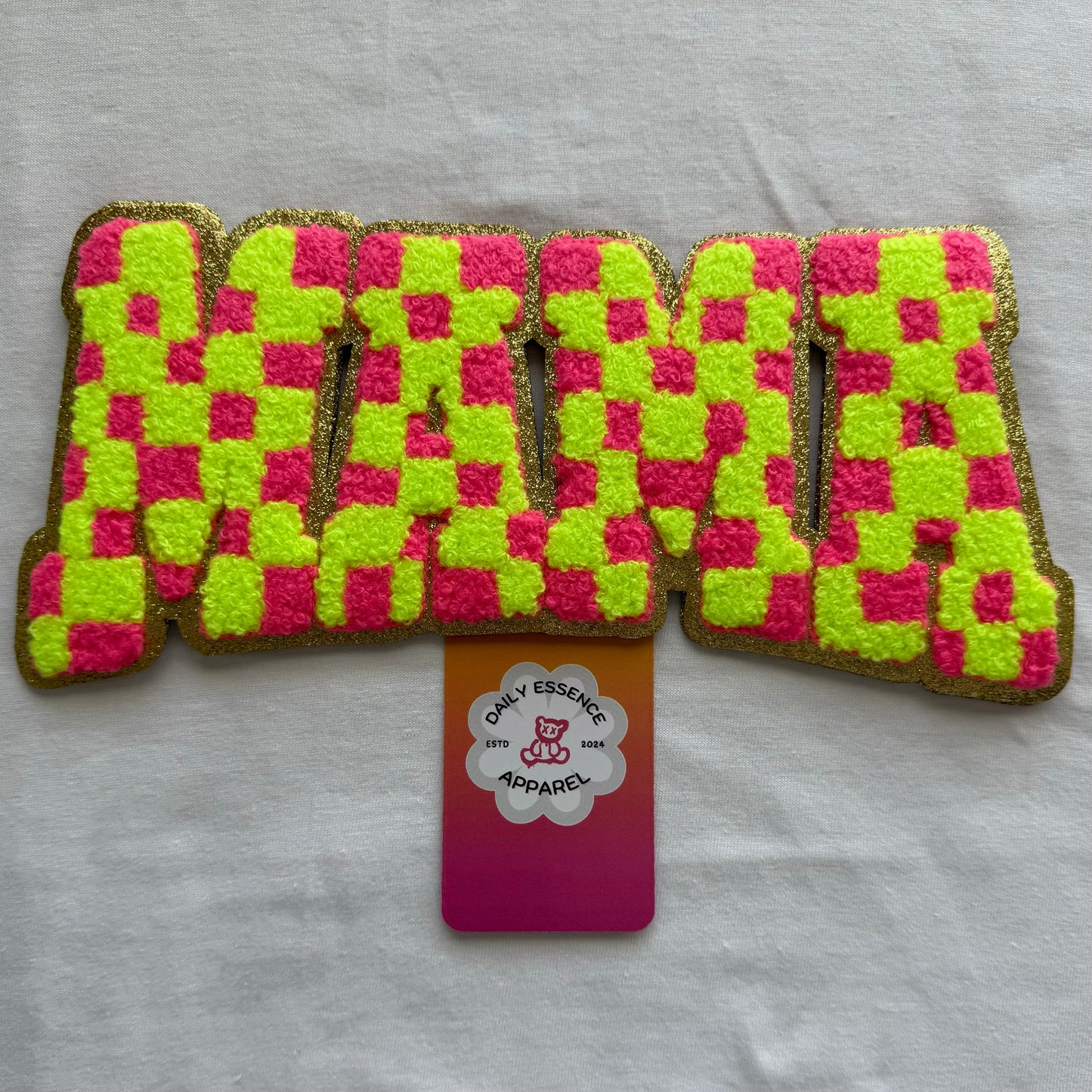 Mama Neon Checkered Patch - Iron On