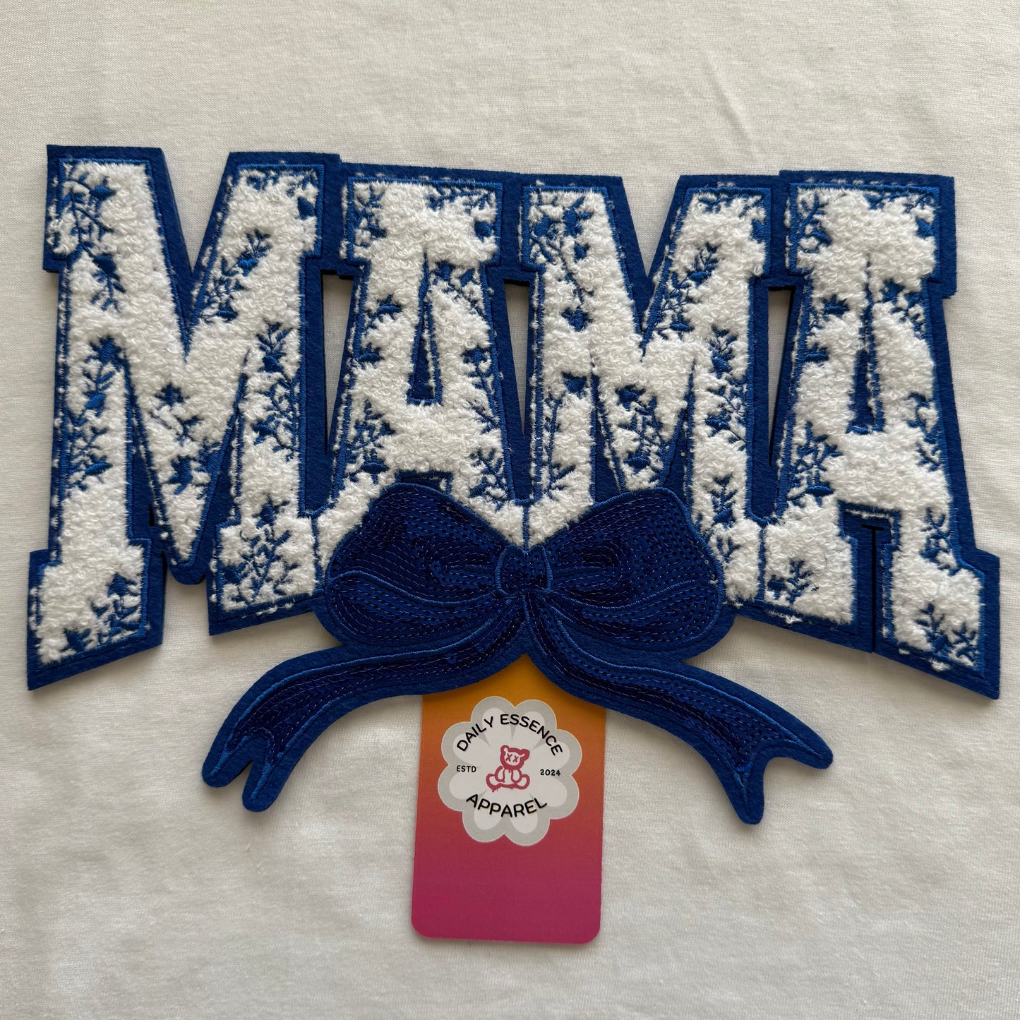Mama Blue Bow - Iron On