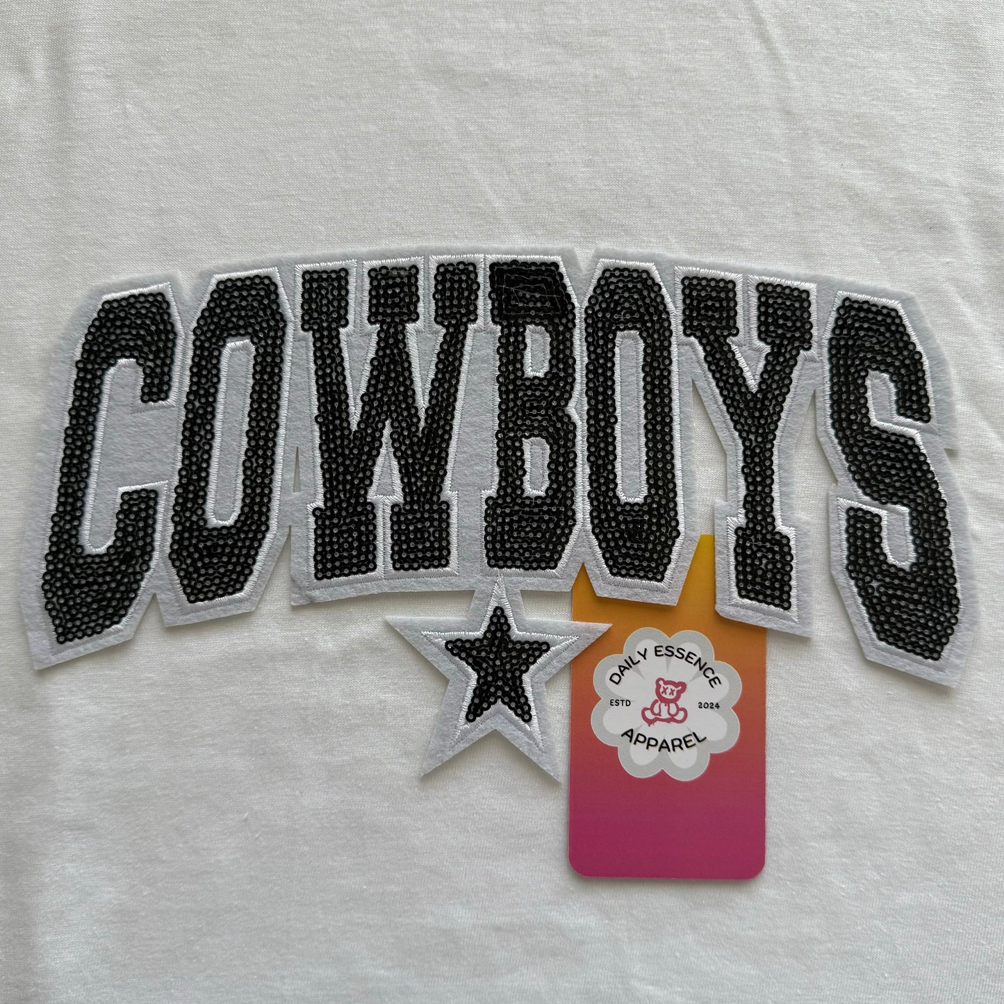 Cowboys Black Sequins Patch - Iron On