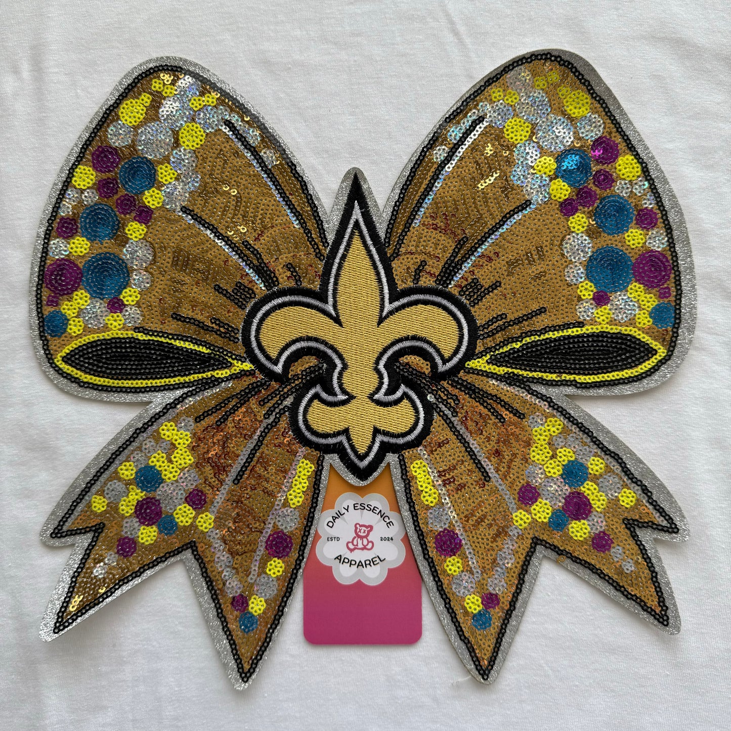 Saints Sports Bow Patch - Iron On