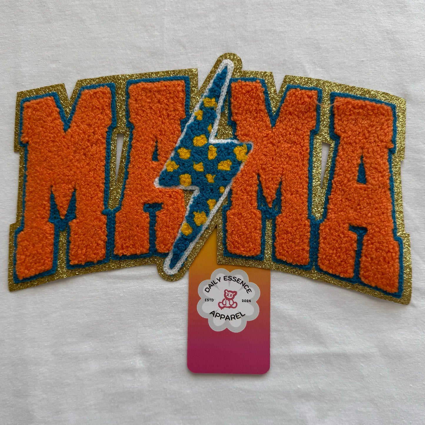 Mama Blue Lightning Bolt Patch  - Iron On